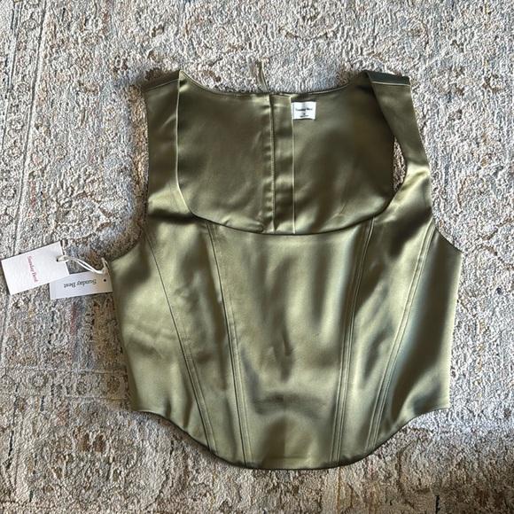 Aritzia Tops - Aritzia Sunday best Satin Shiloh sage Green Corset Top NWT